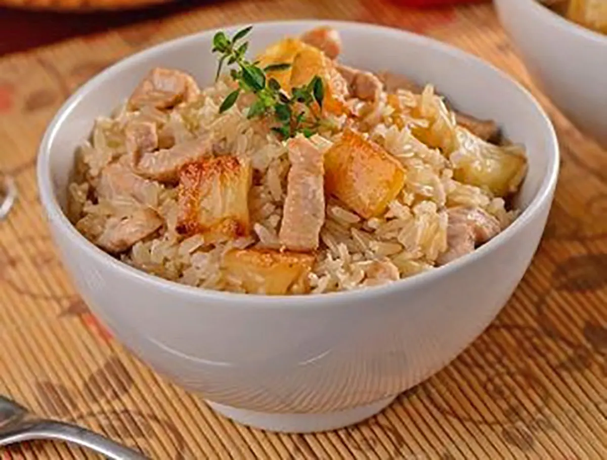 Arroz integral com abacaxi